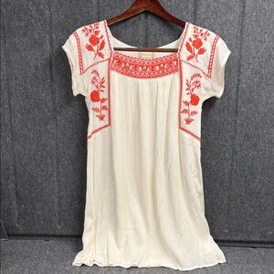 Altar'd State Cream Dress with Red Embroidery